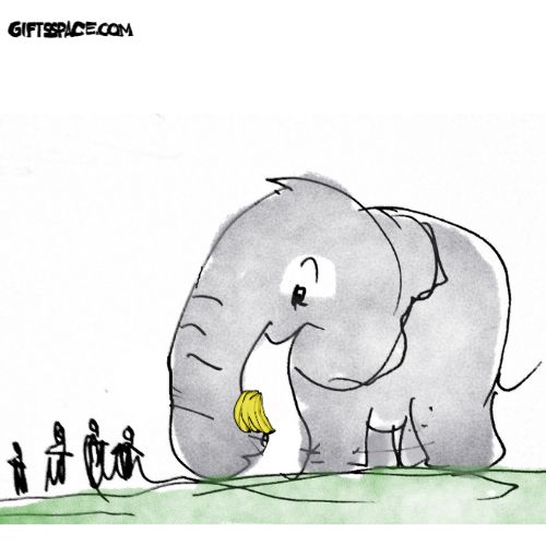 people saw the elephant eating banana