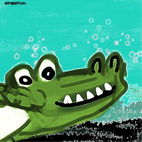 a croc waiting anxiously underwater