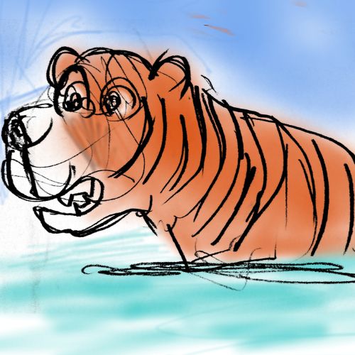 tiger swimming across the river