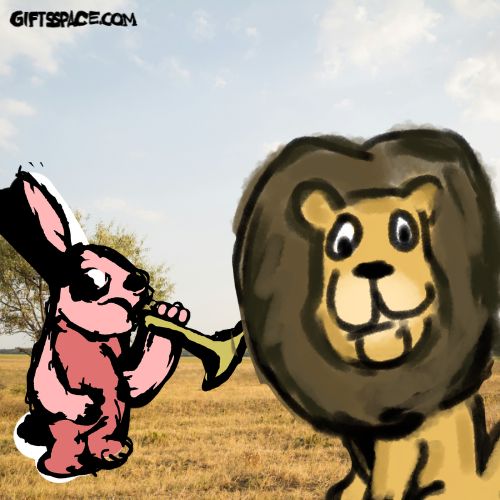 Bunny Flutist playing for the lion king