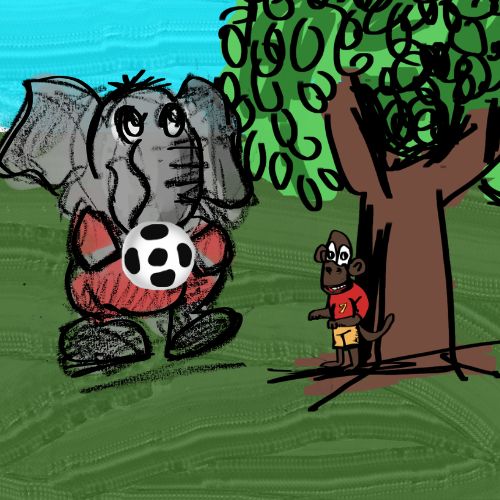 elephant and the monkey footballers