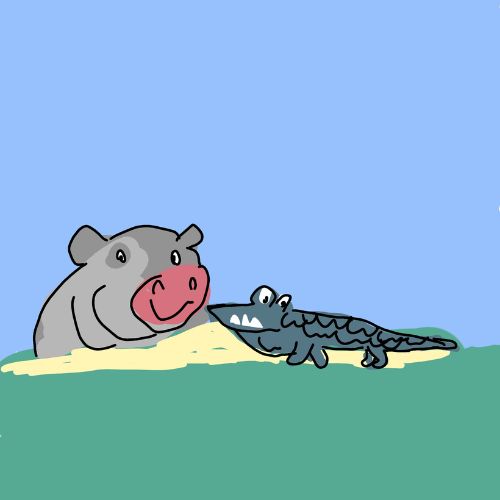 Hippo and cartoon