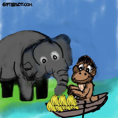 Monkey In The Boat And The Elephant