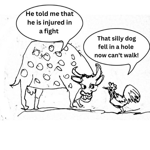 Cow and the rooster cartoon