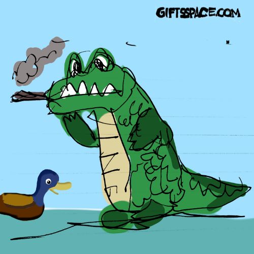 Smoking croc cartoon