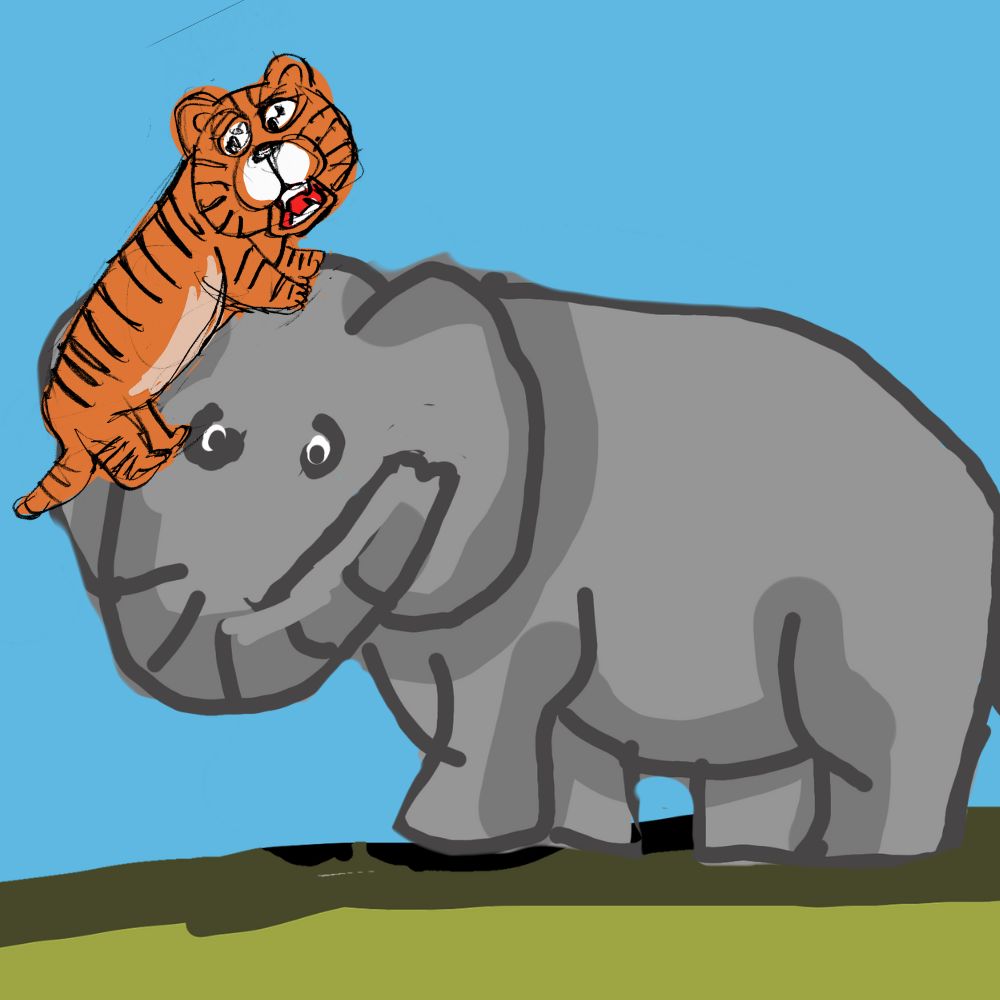 Tiger and the elephant