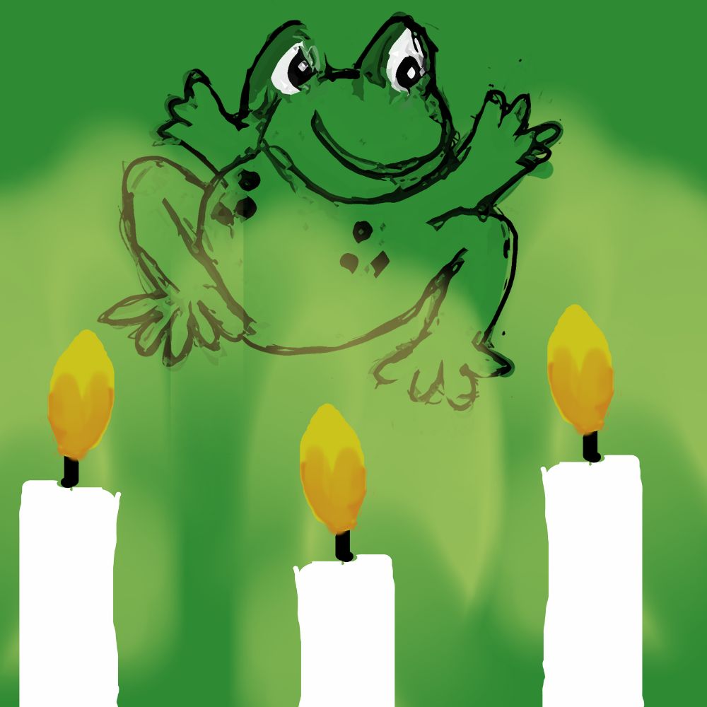 frog candle light happy