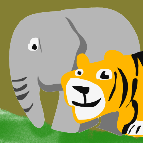 tiger and the elephant cartoon