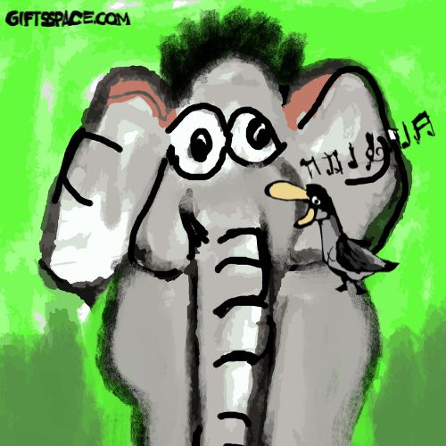 elephant listening to the bird song