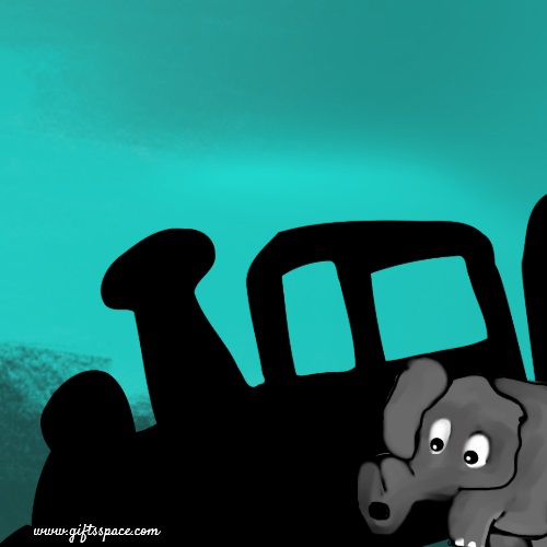 baby elephant and the train