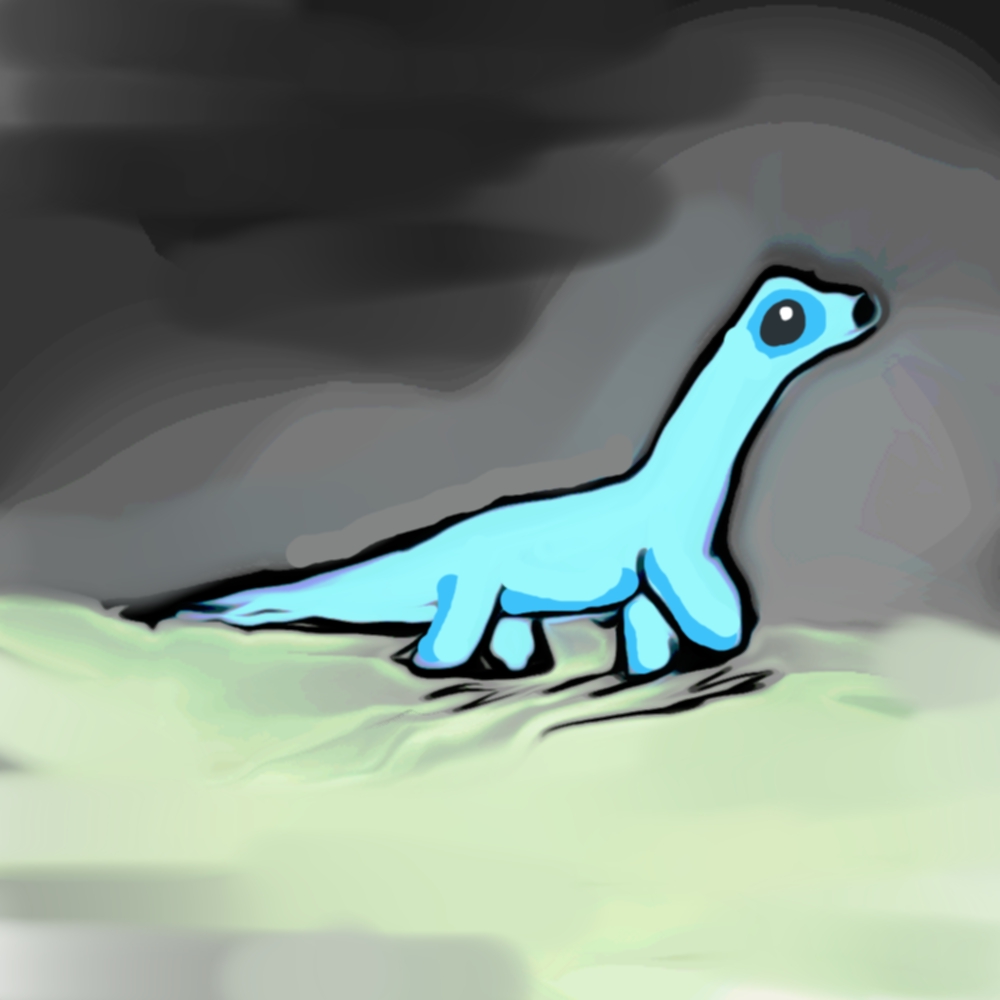 baby dino thick black sky