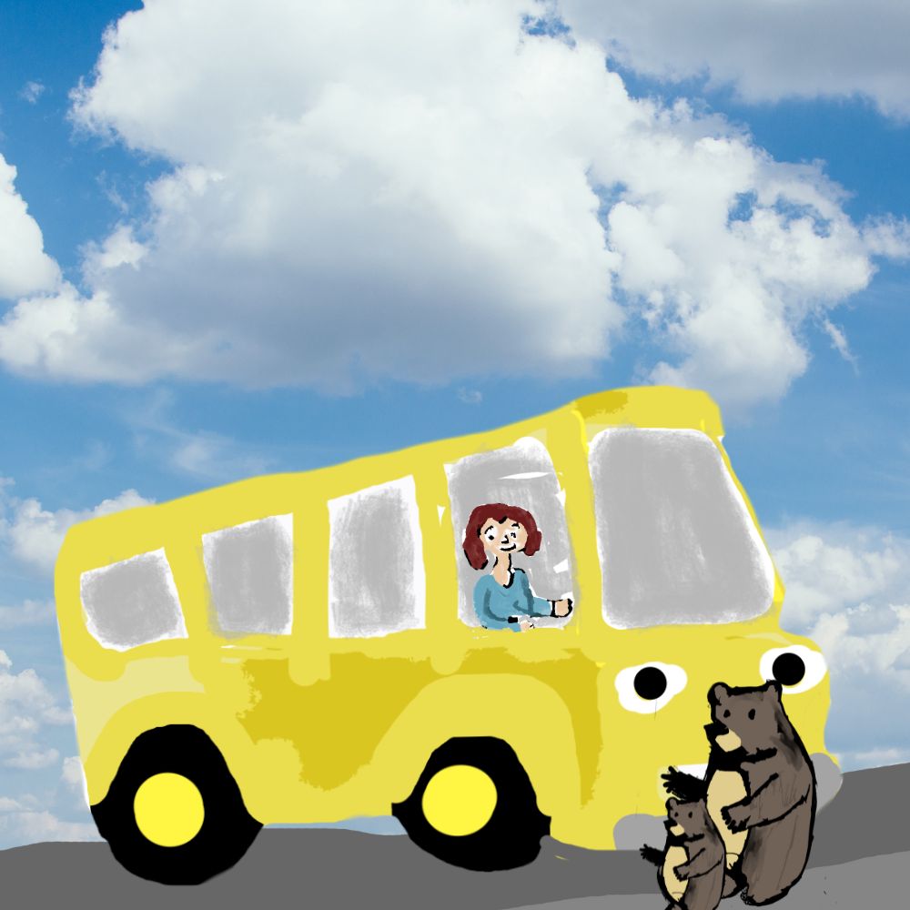 bear going to school
