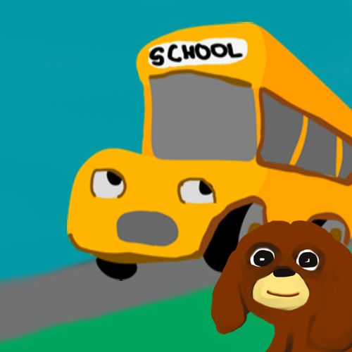 dog and the school bus