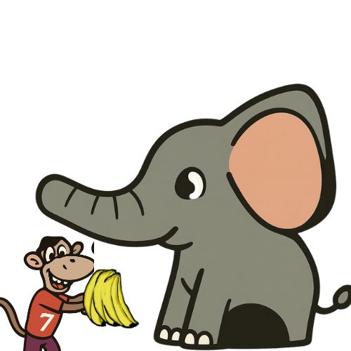 elephant and the monkey with banana