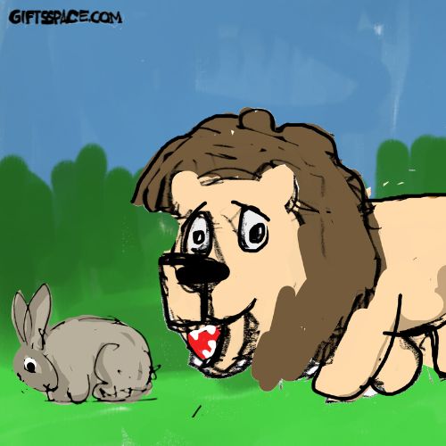 rabbit and a lion cartoon
