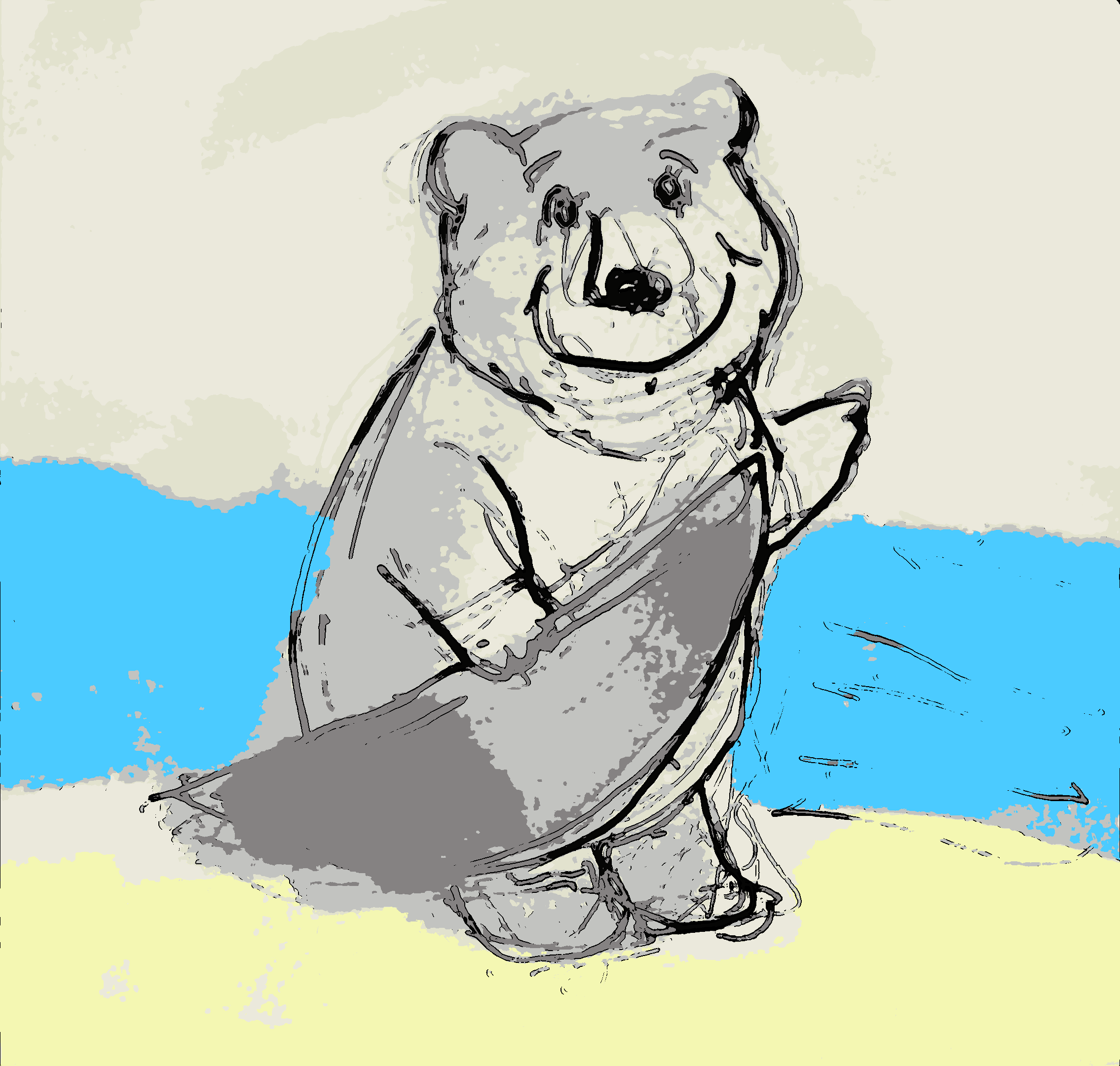 Funny bear cartoon holding a surfboard