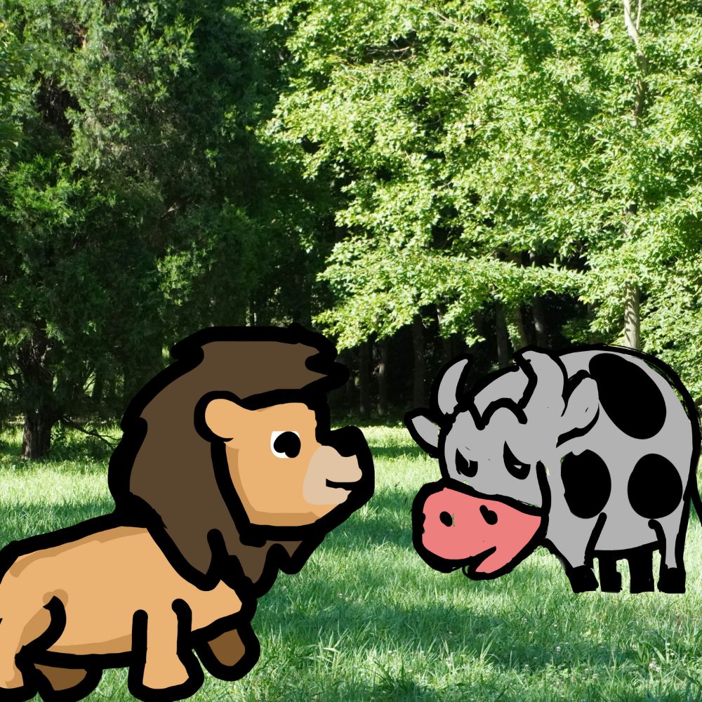 lion and the cow story for children