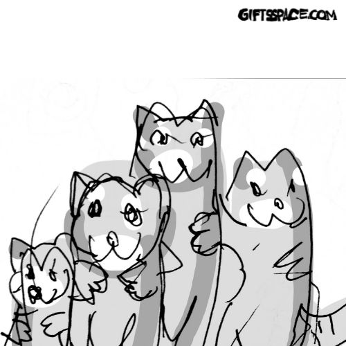 cat family posing for a group photo