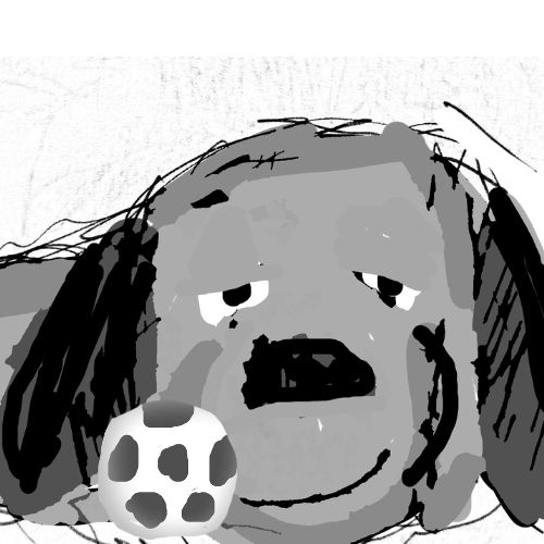 a sleepy dog and a football illustration for children