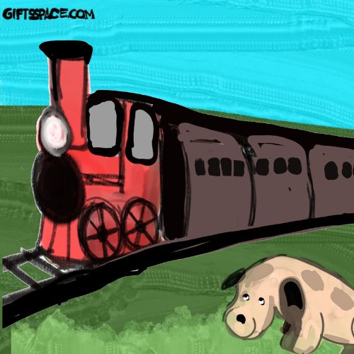 a sad dog waiting for the train