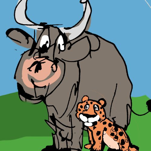 a calf and the leopard cub