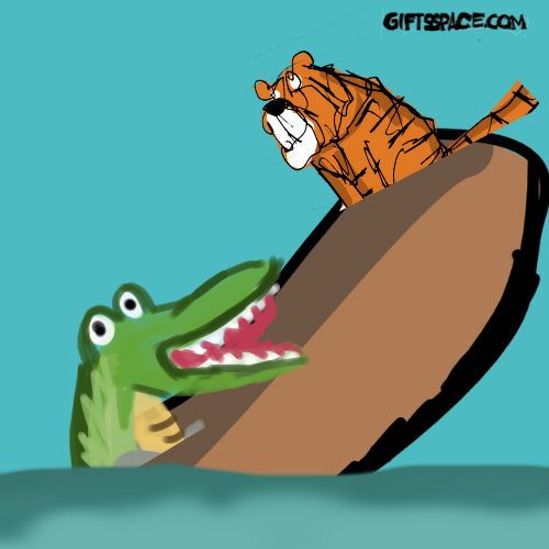 tiger on a fishing trip and the alligator attack.