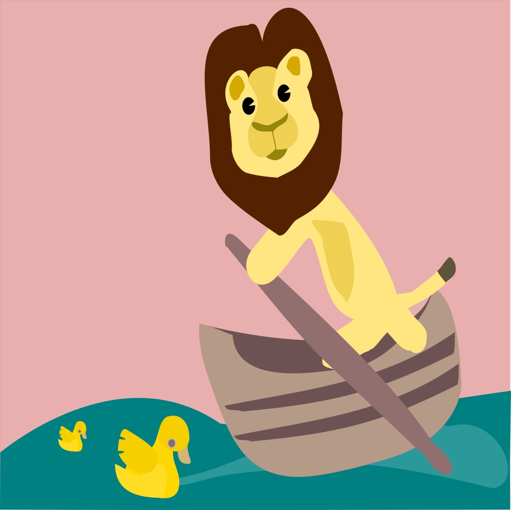 lion on a boat