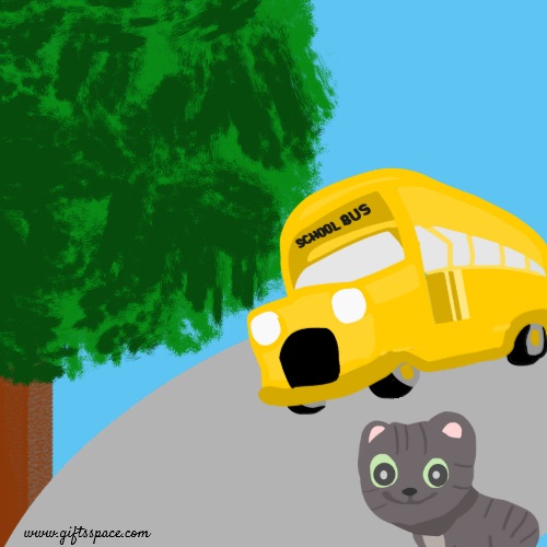 baby cat and the school bus