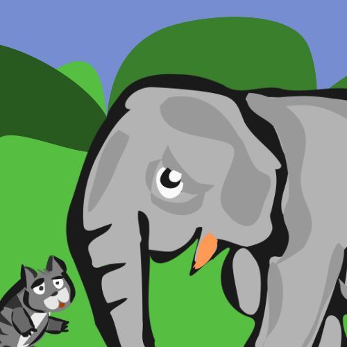 elephant and cat talking cartoon image for children