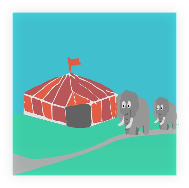 two elephants in a circus