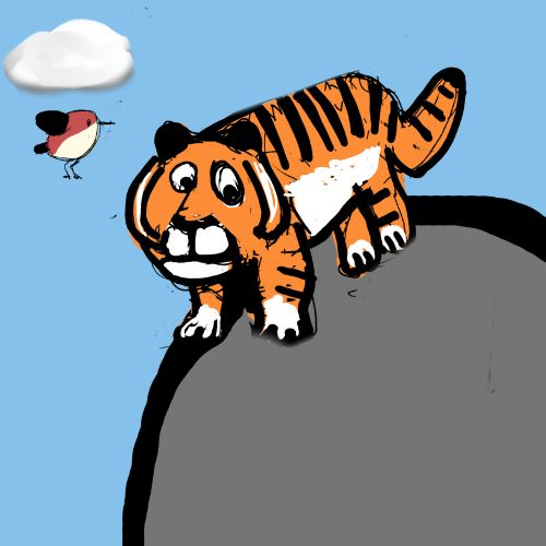 tiger standing on a cliff