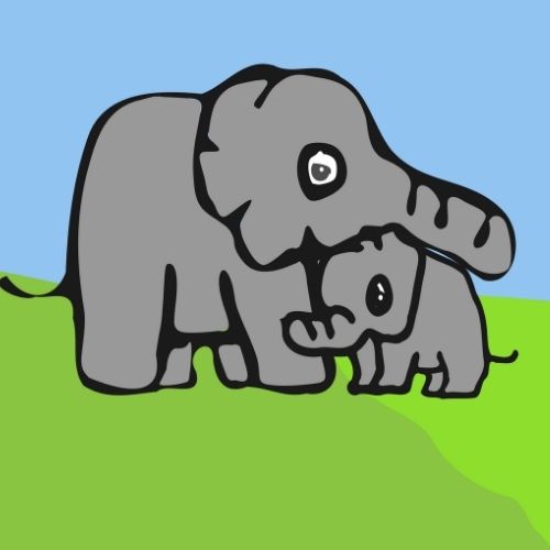 mother elephant consoling her son