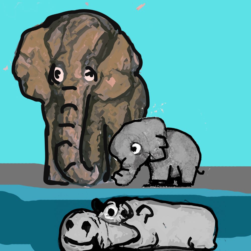 elephants and the hippo