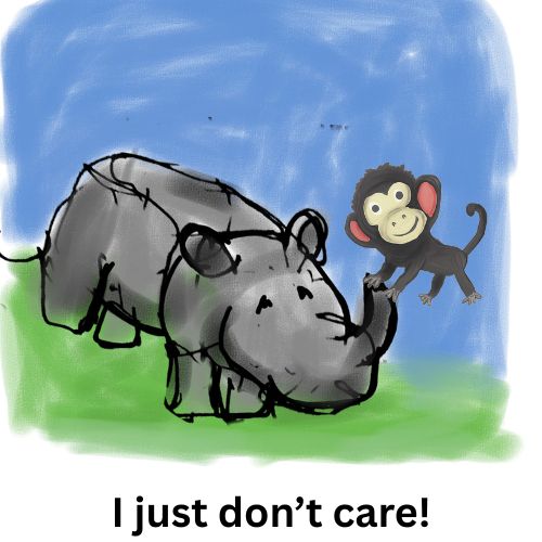 monkey playing on a rhino