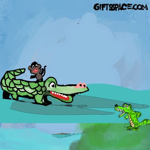 monkey on a crocodile