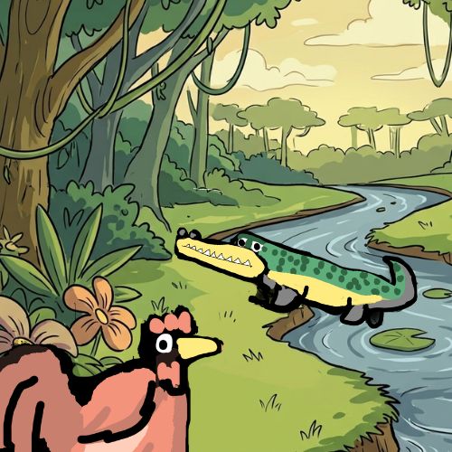 hen and the croc illustration