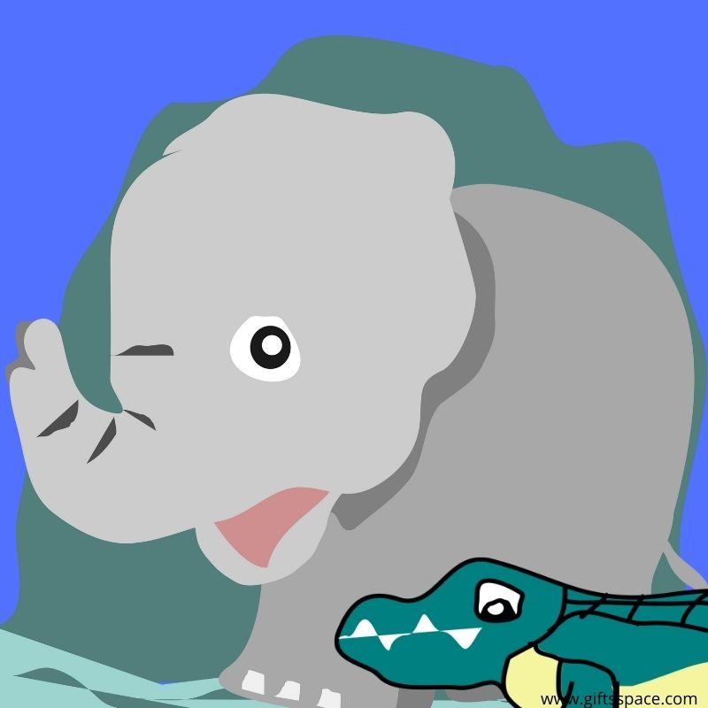 baby elephant and the croc