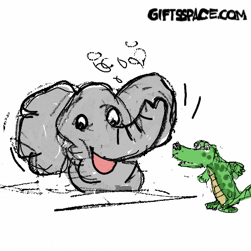 baby elephant creating water bubbles and a crocodile is looking at it illustration for children