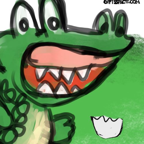 angry crocodile standing near her brocken egg
