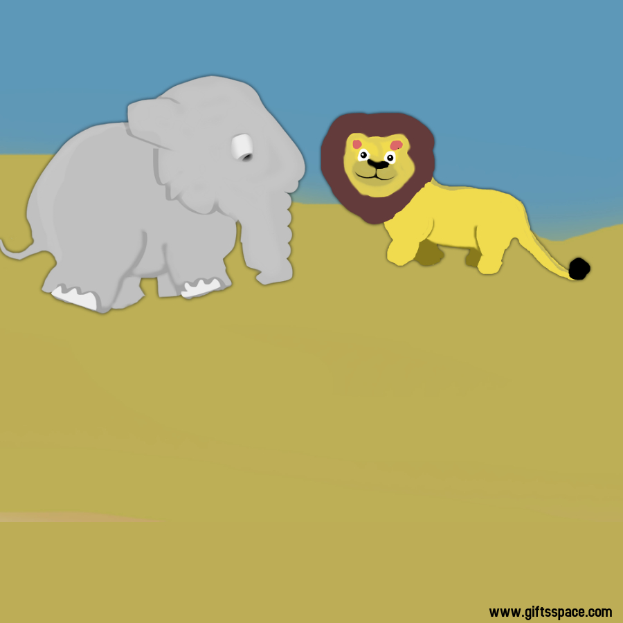 lion and the elephant meet