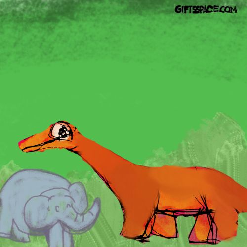 elephant and the dinsaur illustration for children
