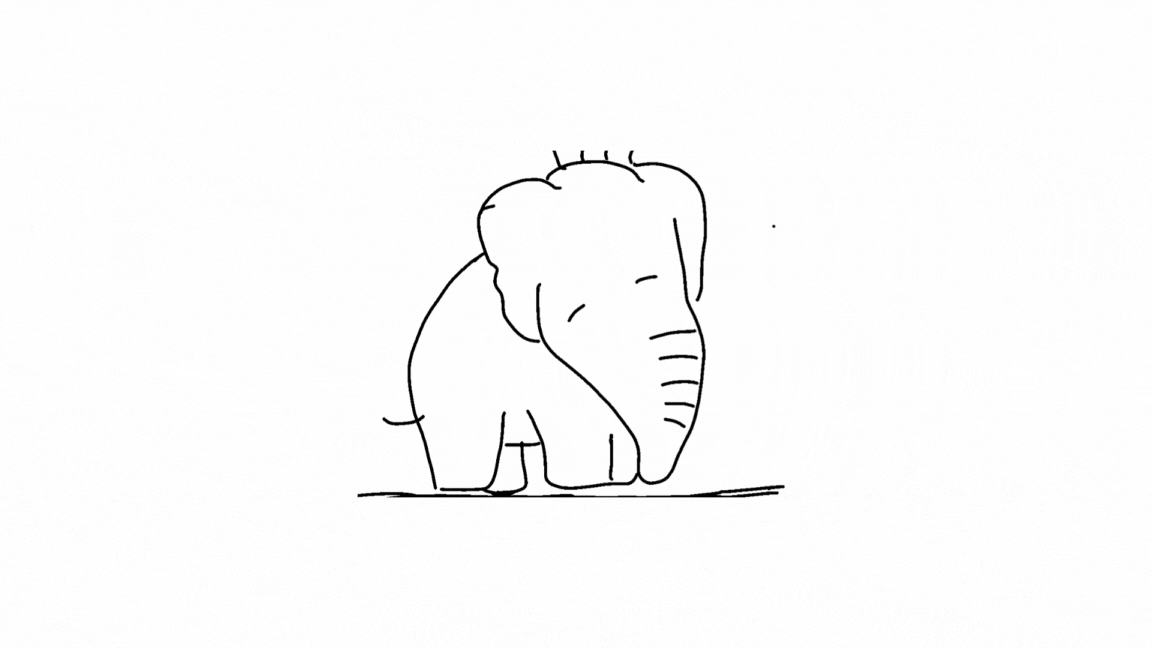 elephant playing in dirt animation
