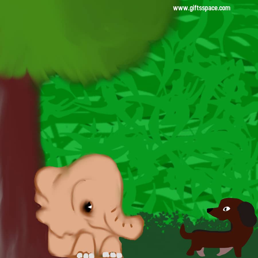 baby elephant and dog