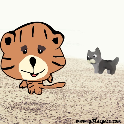 baby tiger and the dog