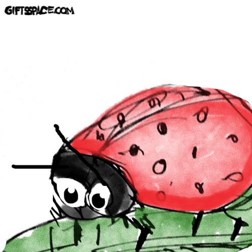 redbug on a plant leaf digital watercolor illustration