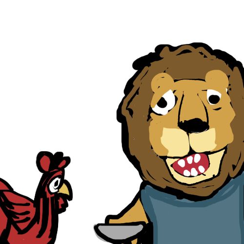 lion and the rooster cartoon