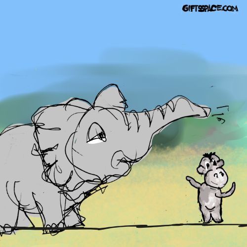 elephant is giving a free shower to his friend