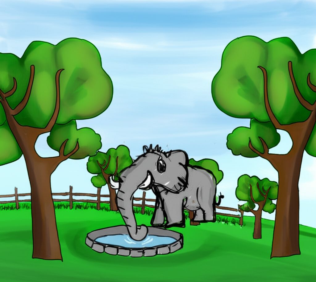 elephant drinking water from a well