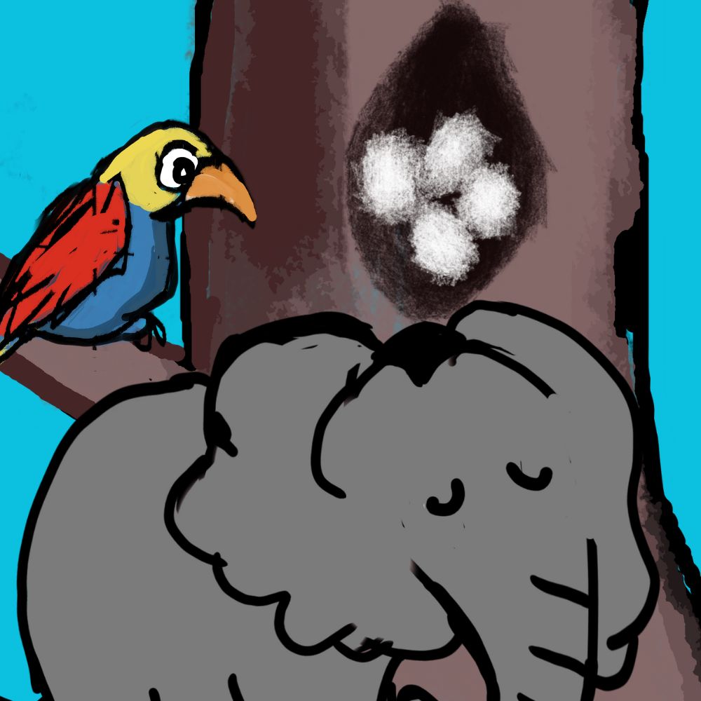 Elephant And The Bird's Nest