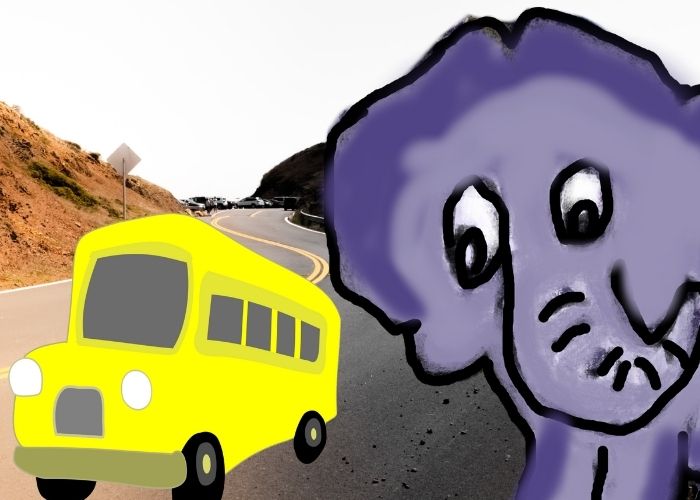 elephant and the school bus